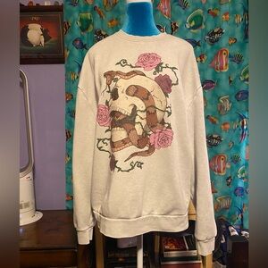 Graphic Sweatshirt with Skull and Snake Design